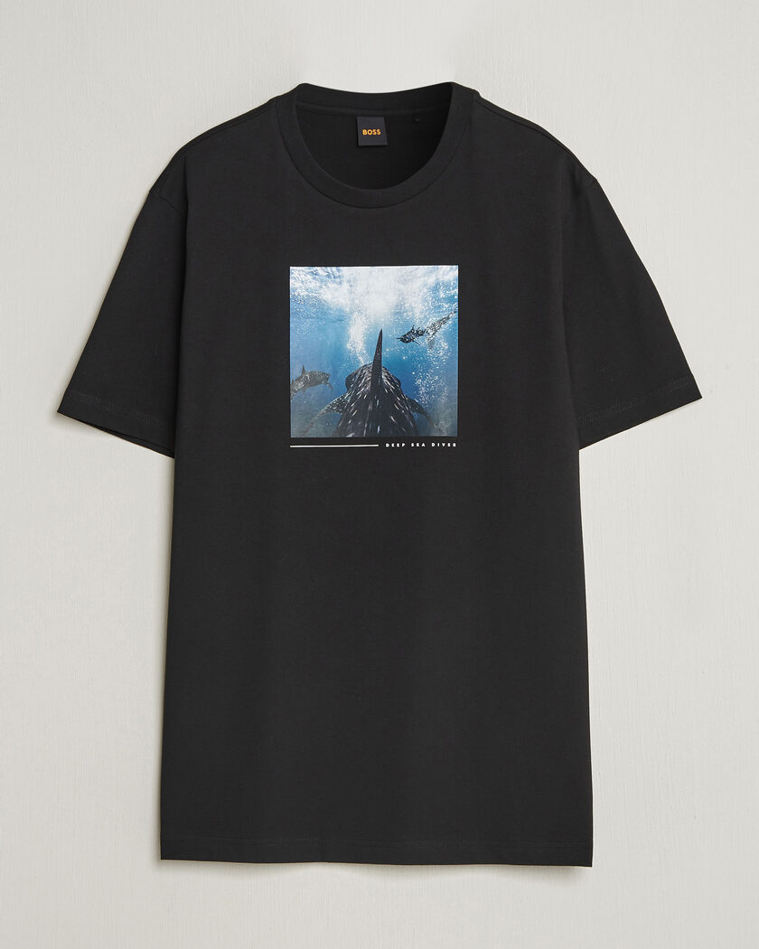 BOSS ORANGE Creature Printed Crew Neck T-Shirt Black – Sort