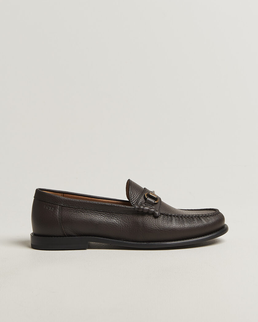 BOSS BLACK Tevan Leather Moccasin Dark Brown – Brun