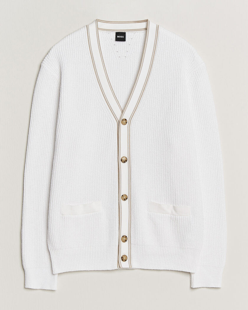 BOSS BLACK Napoli Knitted Cardigan White – Hvid