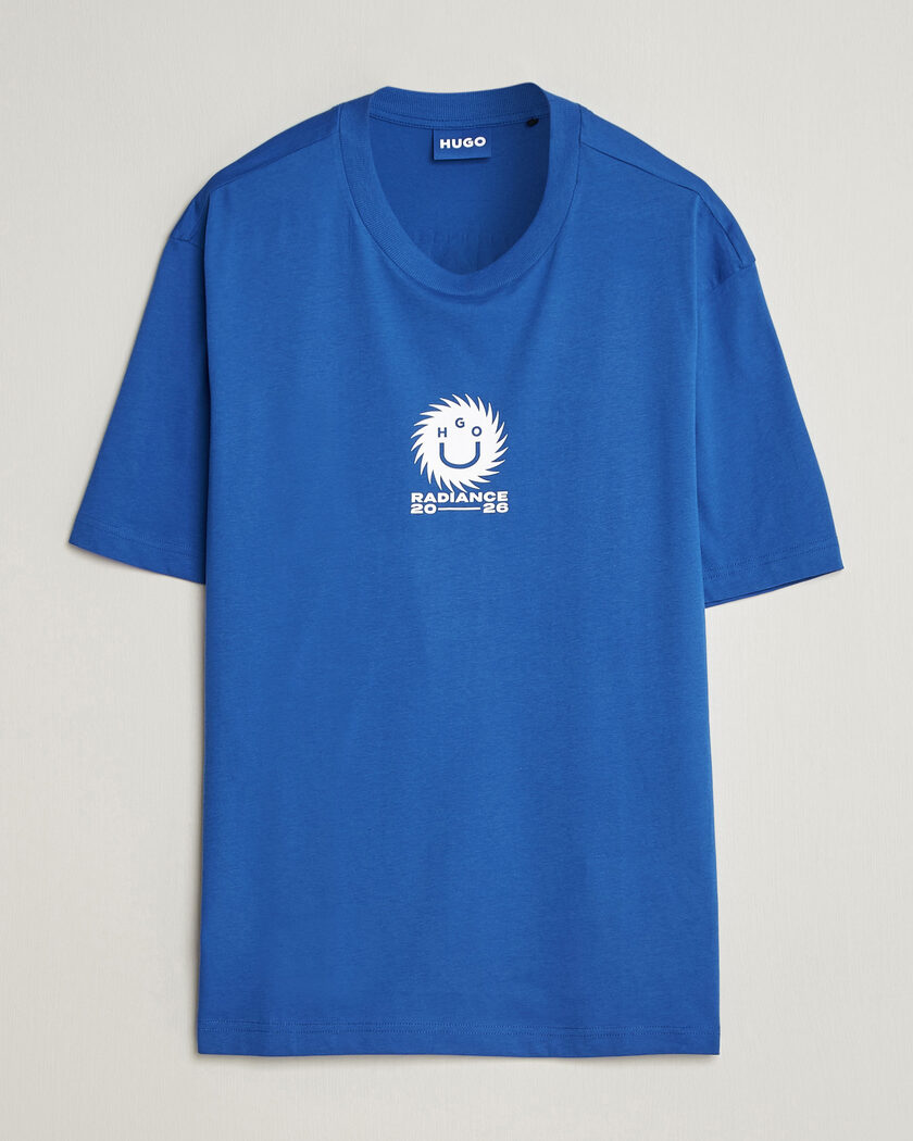 HUGO Nunarix Printed Crew Neck T-Shirt Open Blue – Blå