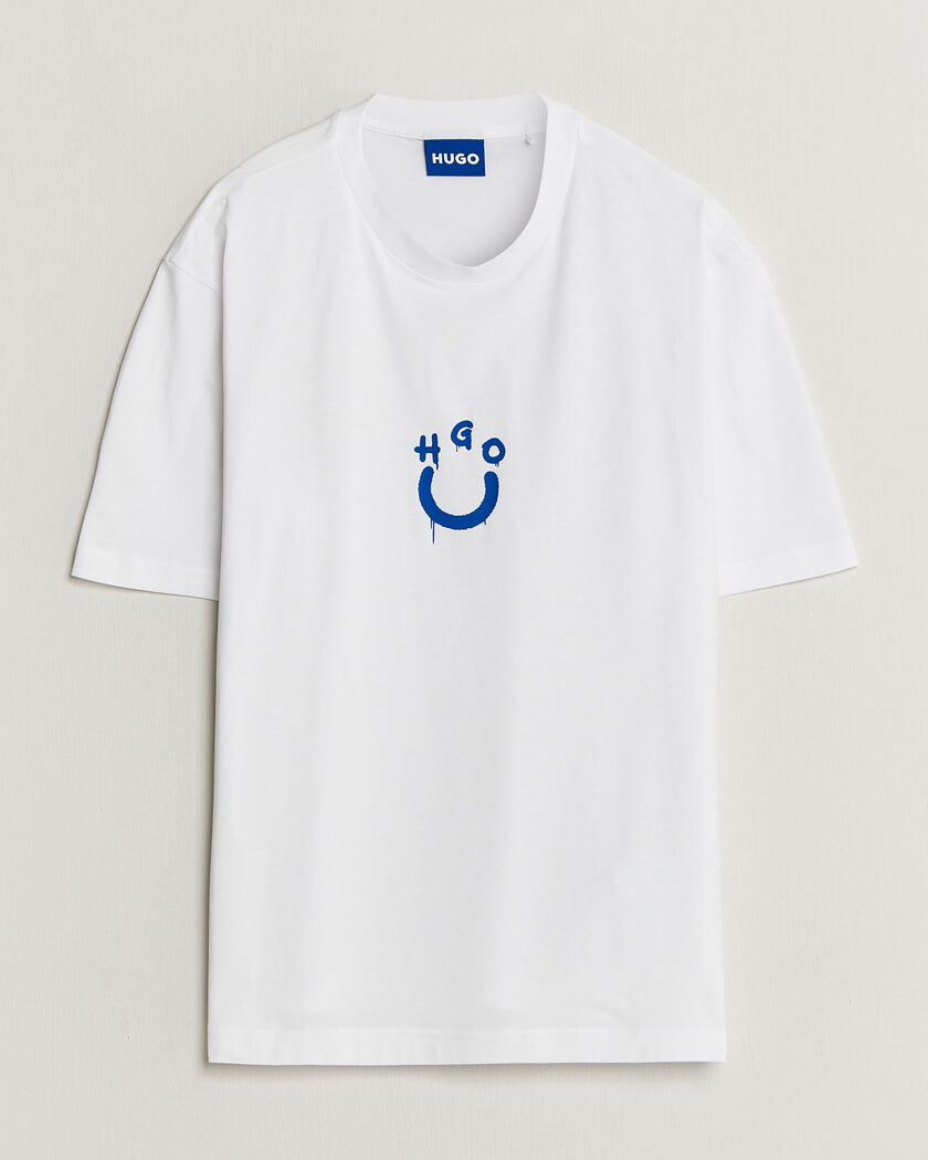 HUGO Norizom Printed Crew Neck T-Shirt White – Hvid