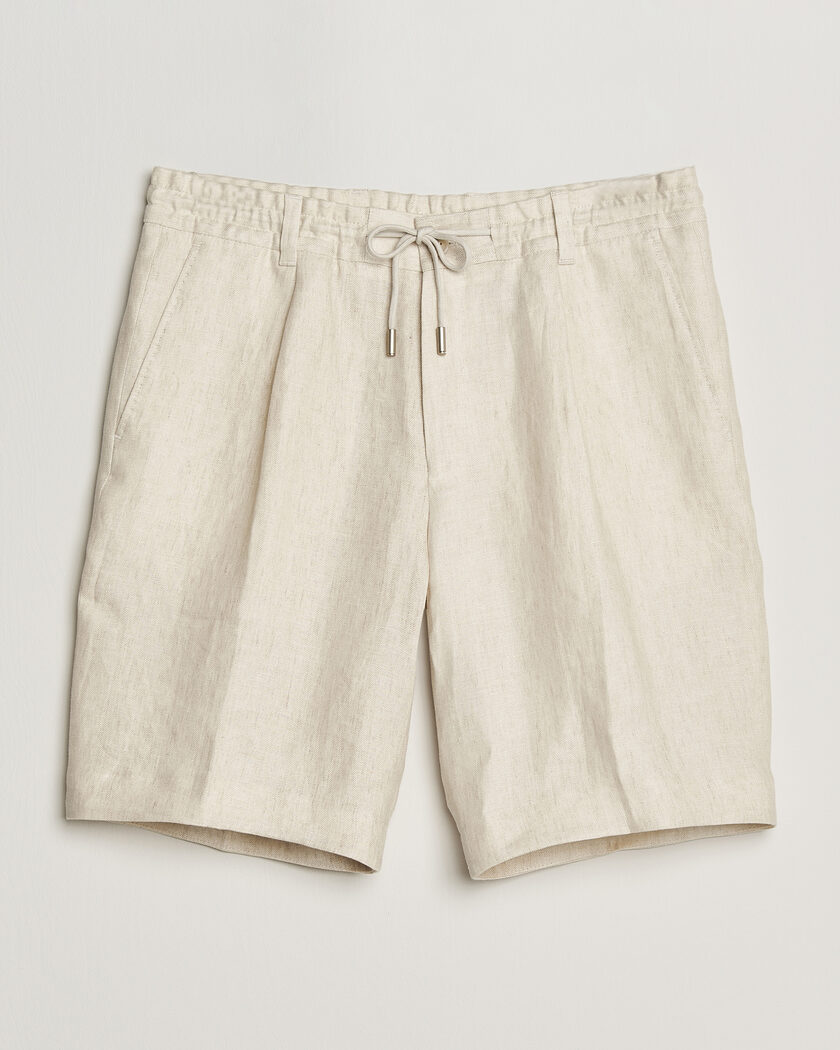 BOSS CAMEL Peet Linen Drawstring Shorts Open White – Hvid