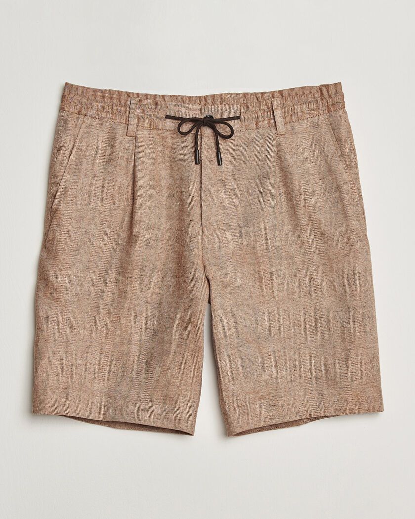  BOSS CAMEL Peet Linen Drawstring Shorts Medium Beige – Beige