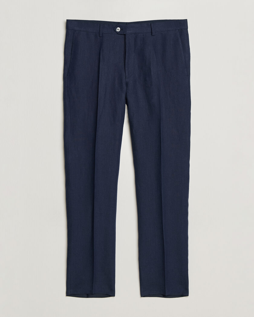 Oscar Jacobson Dandy Linen Trousers Navy – Blå