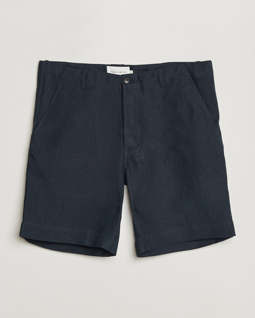 Peregrine Windsor Linen Shorts Navy Stripe – Blå