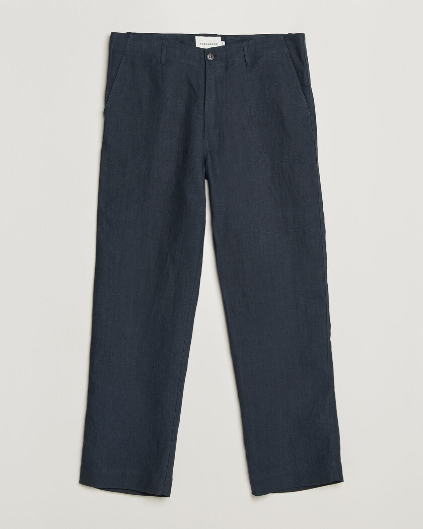 Peregrine Windsor Linen Trousers Navy – Blå
