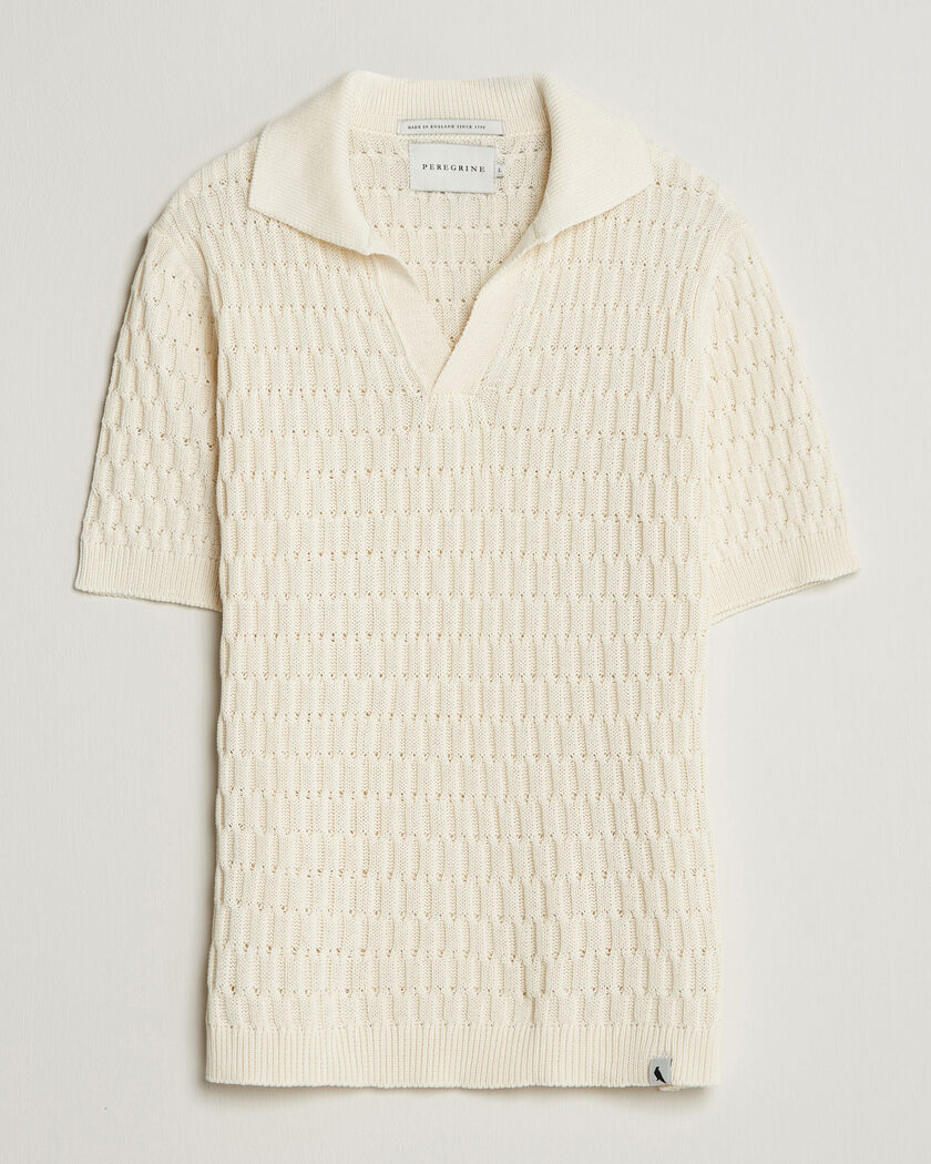 Peregrine Cove Knitted Cotton Polo Shirt White – Hvid