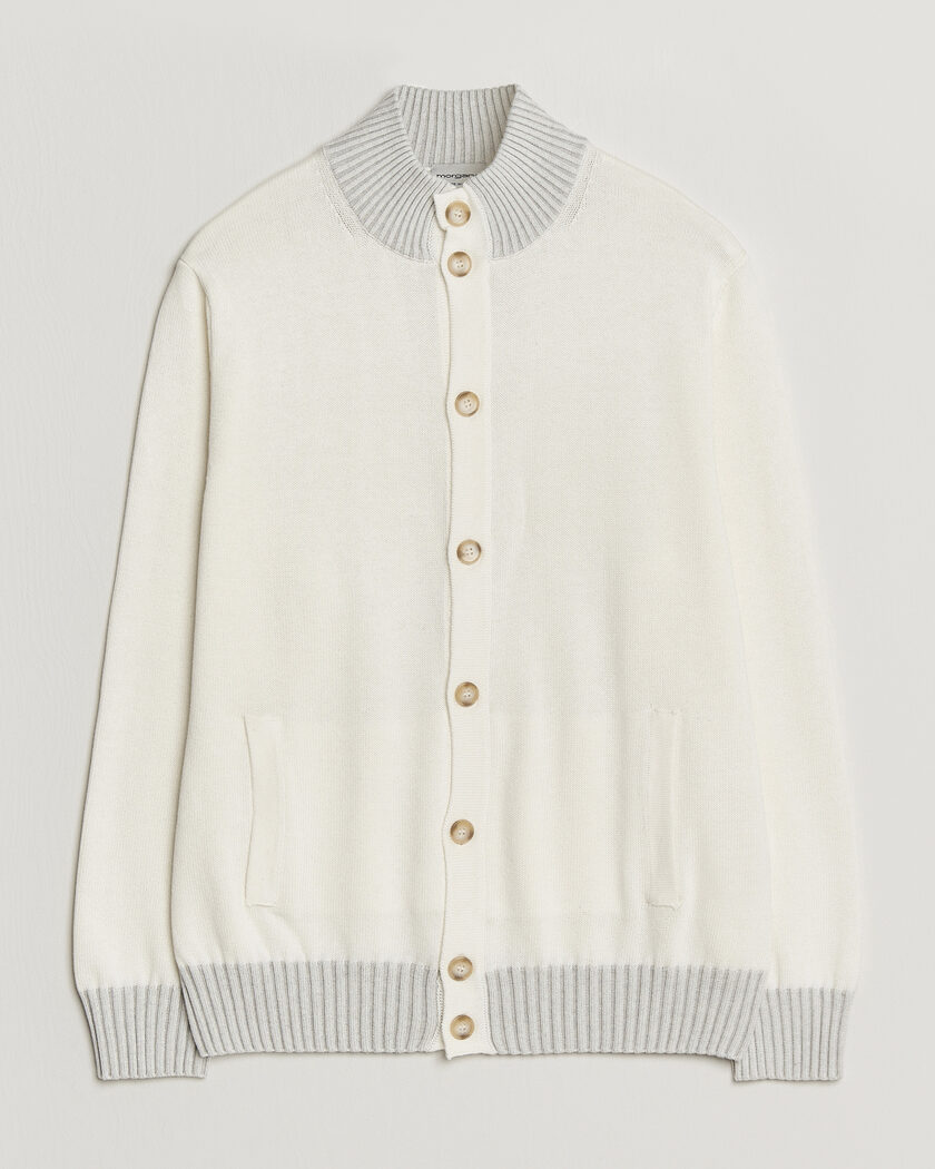 Morgano Cotton/Cashmere Knitted Cardigan Cream – Hvid