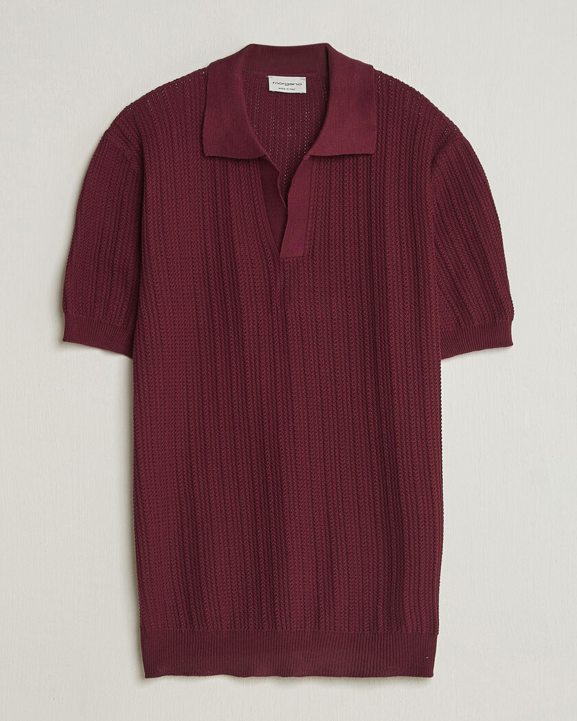 Morgano Structured Knitted Polo Burgundy – Rød