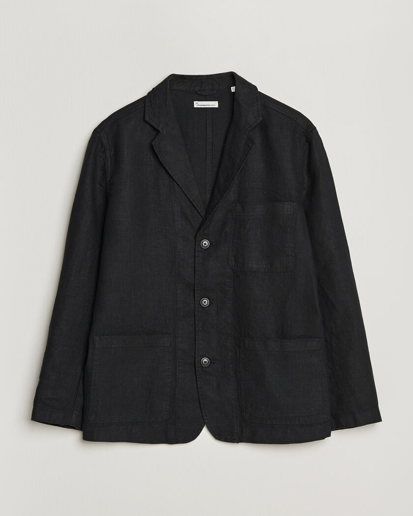 KnowledgeCotton Apparel Linen Blazer Black – Sort