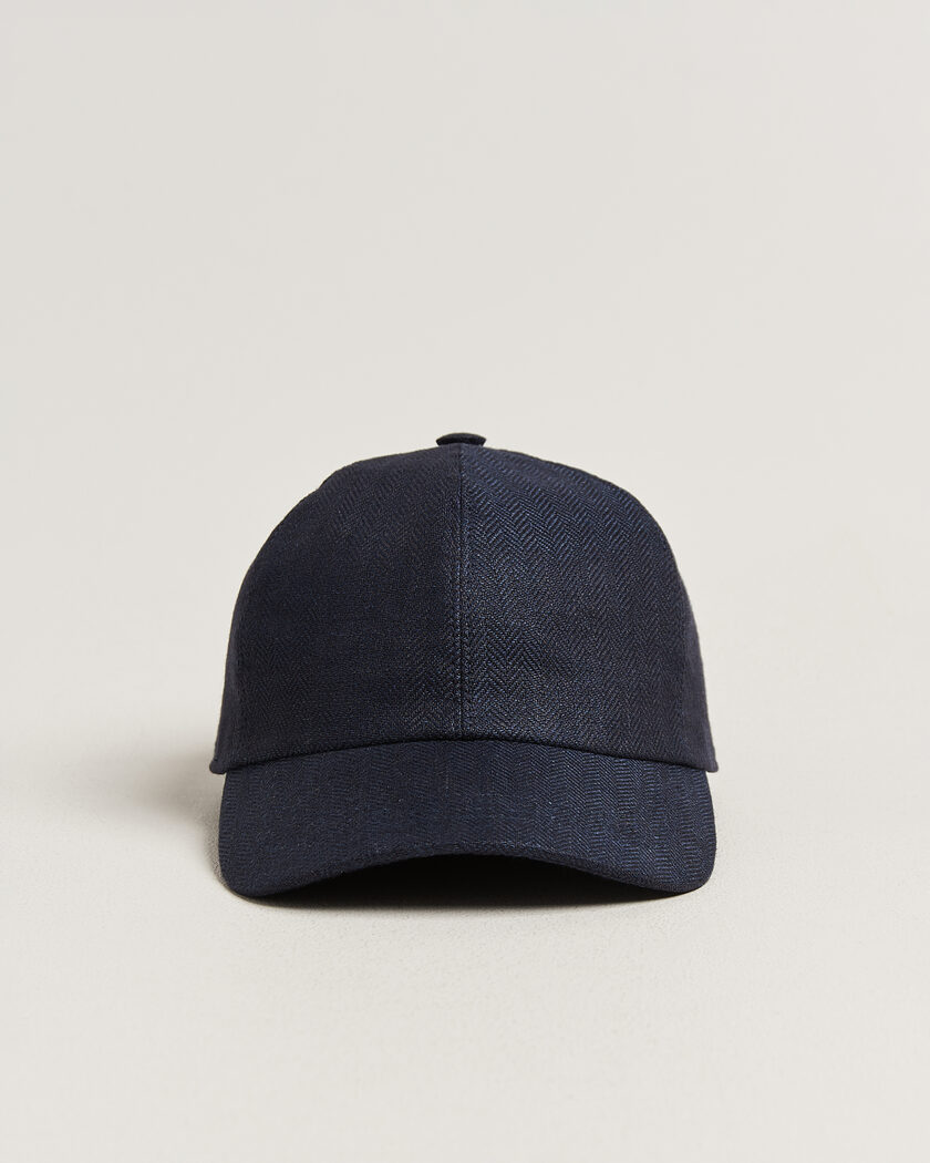 Wigéns Baseball Linen Herringbone Cap Navy – Blå