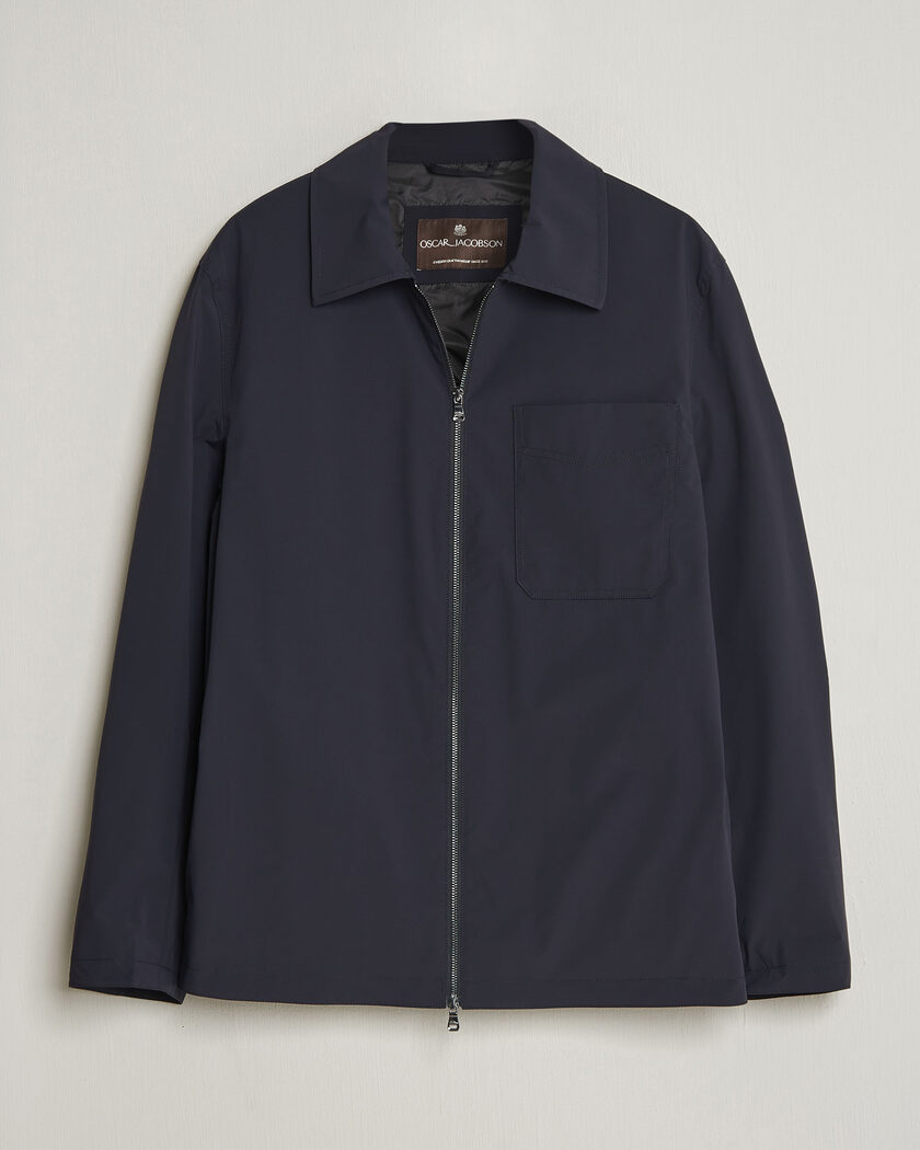 Oscar Jacobson Light Zipped Shirt Jacket Navy – Blå