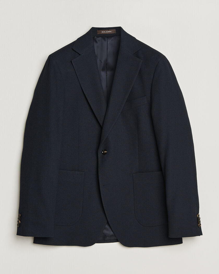 Oscar Jacobson Fogerty Patch Structure Cotton Blazer Navy – Blå