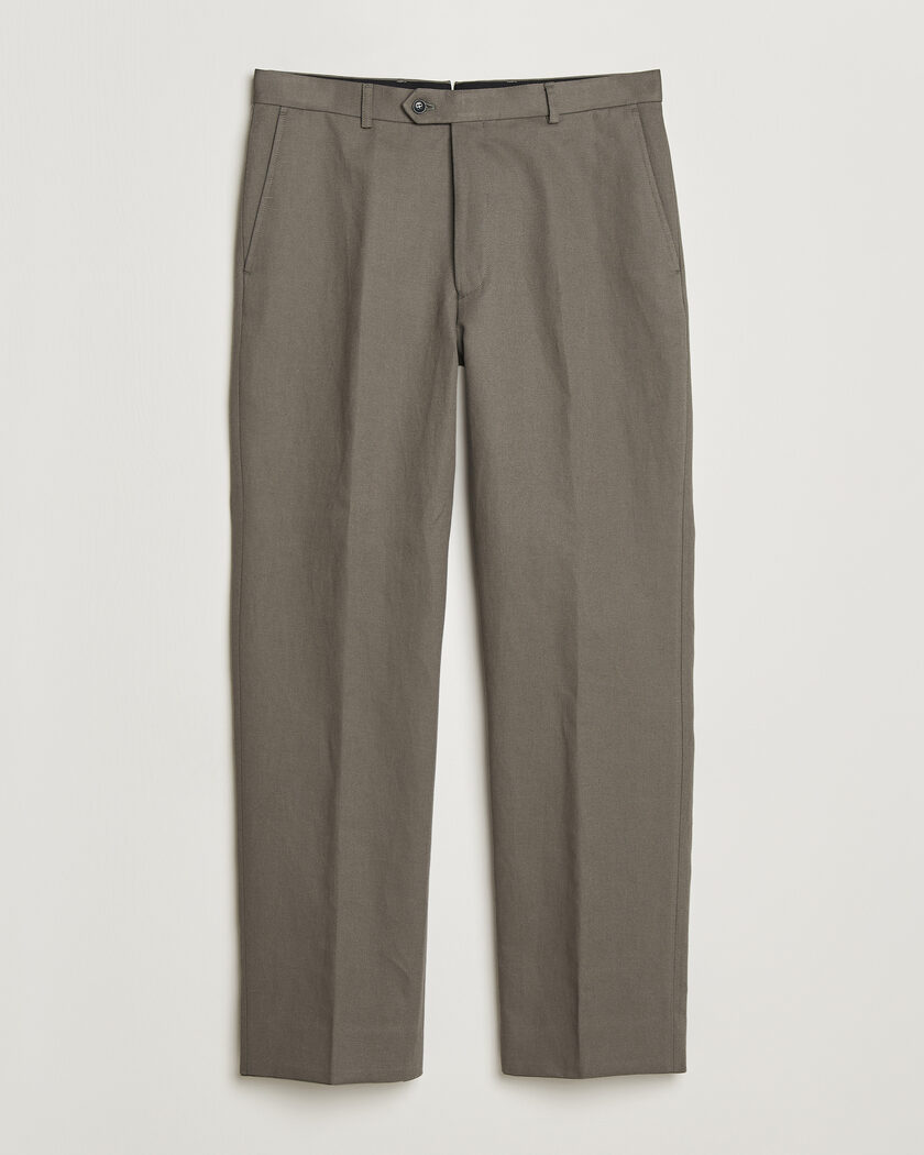 Oscar Jacobson Del Cotton/Linen Trousers Olive – Grøn
