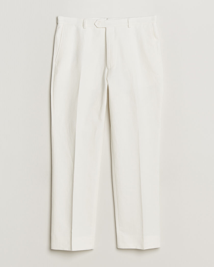 Oscar Jacobson Del Cotton/Linen Trousers White – Hvid