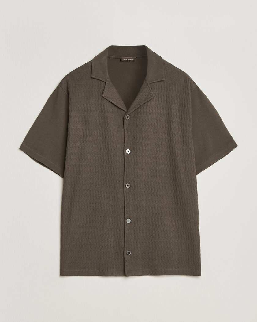 Oscar Jacobson Kirk Knitted Short Sleeve Shirt Green – Grøn