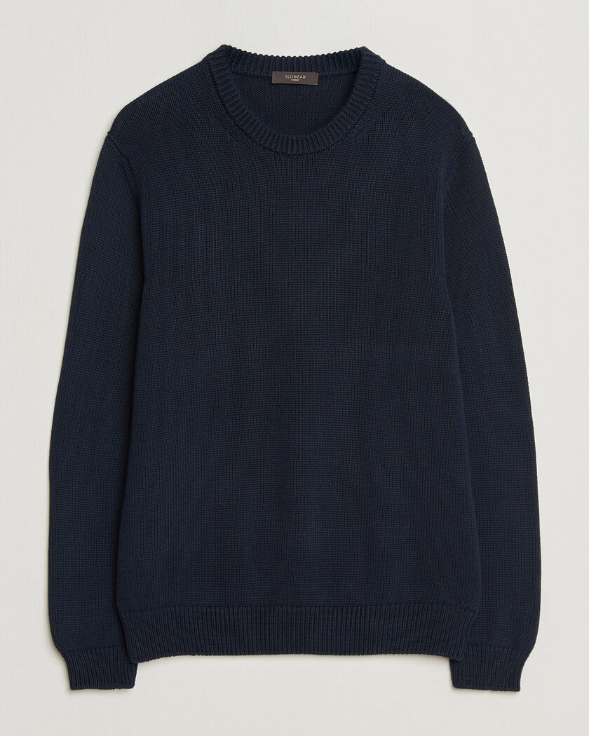 Zanone Soft Cotton Crew Neck Sweater Navy – Blå
