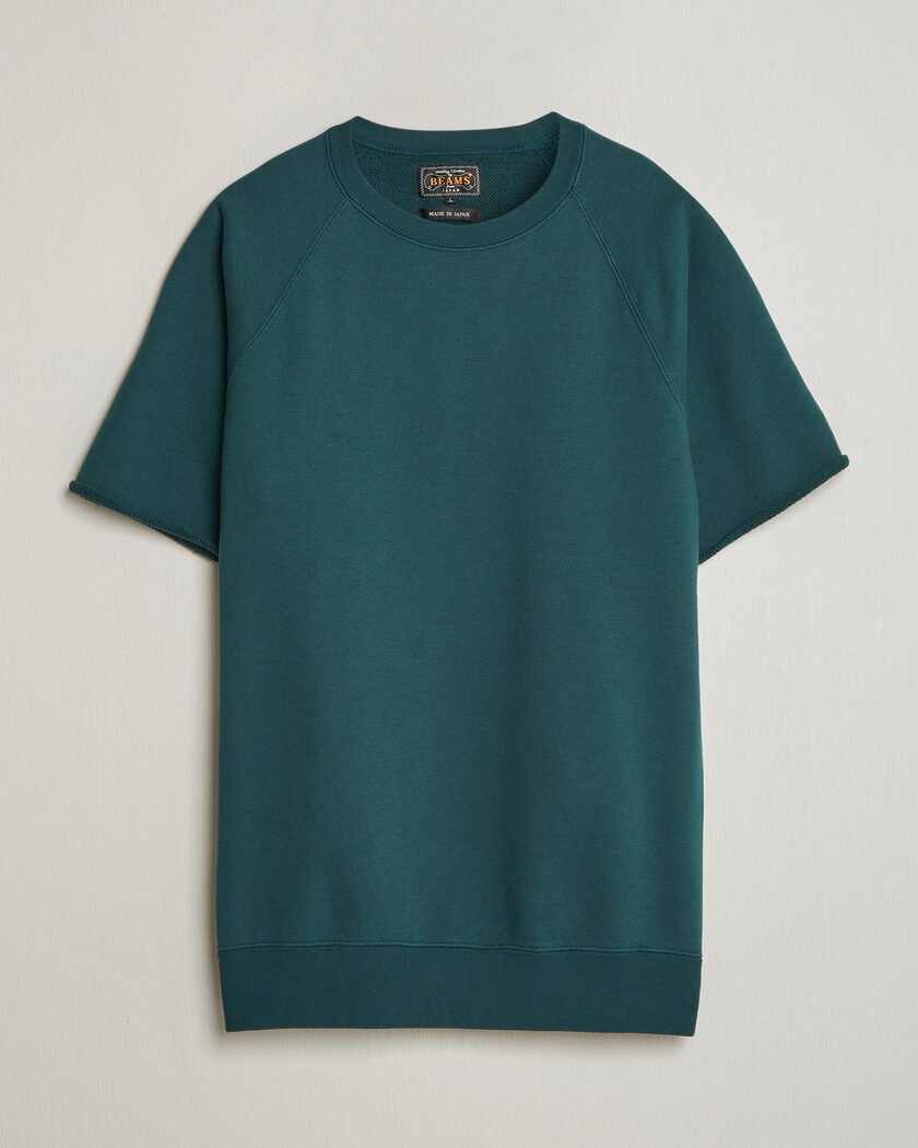 BEAMS PLUS Short Sleeve Cut Off Sweat Dark Green – Grøn