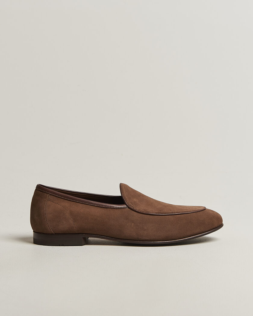 Loake 1880 Belgrave Suede Belgian Loafer Flint – Brun