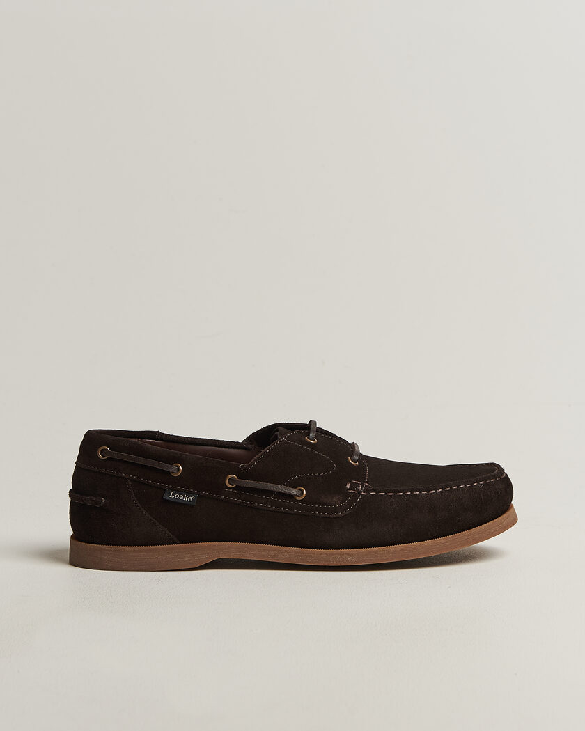 Loake 1880 Padstow Suede Boat Shoe Dark Brown – Brun