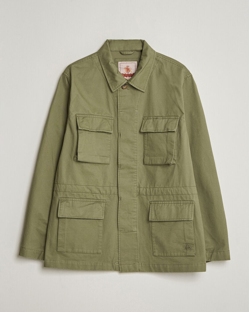 Baracuta Washed Cotton Twill Field Shacket Lichen Green – Grøn