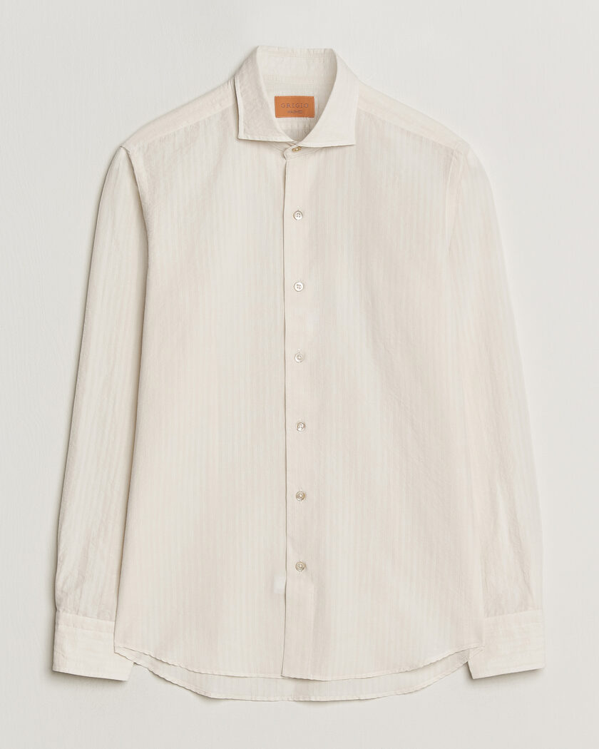 Grigio Cotton/Linen Seersucker Shirt Off White – Hvid