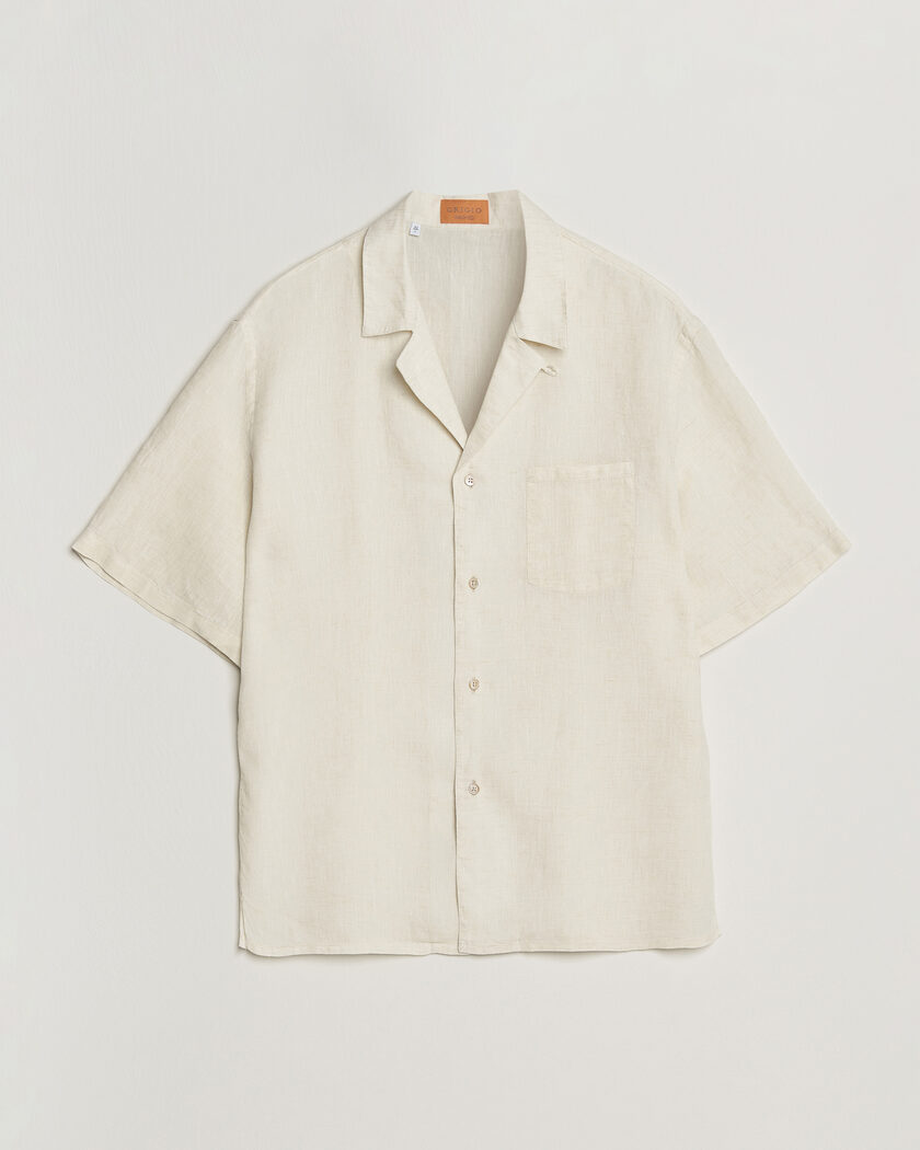 Grigio Linen Camp Collar Shirt White – Hvid