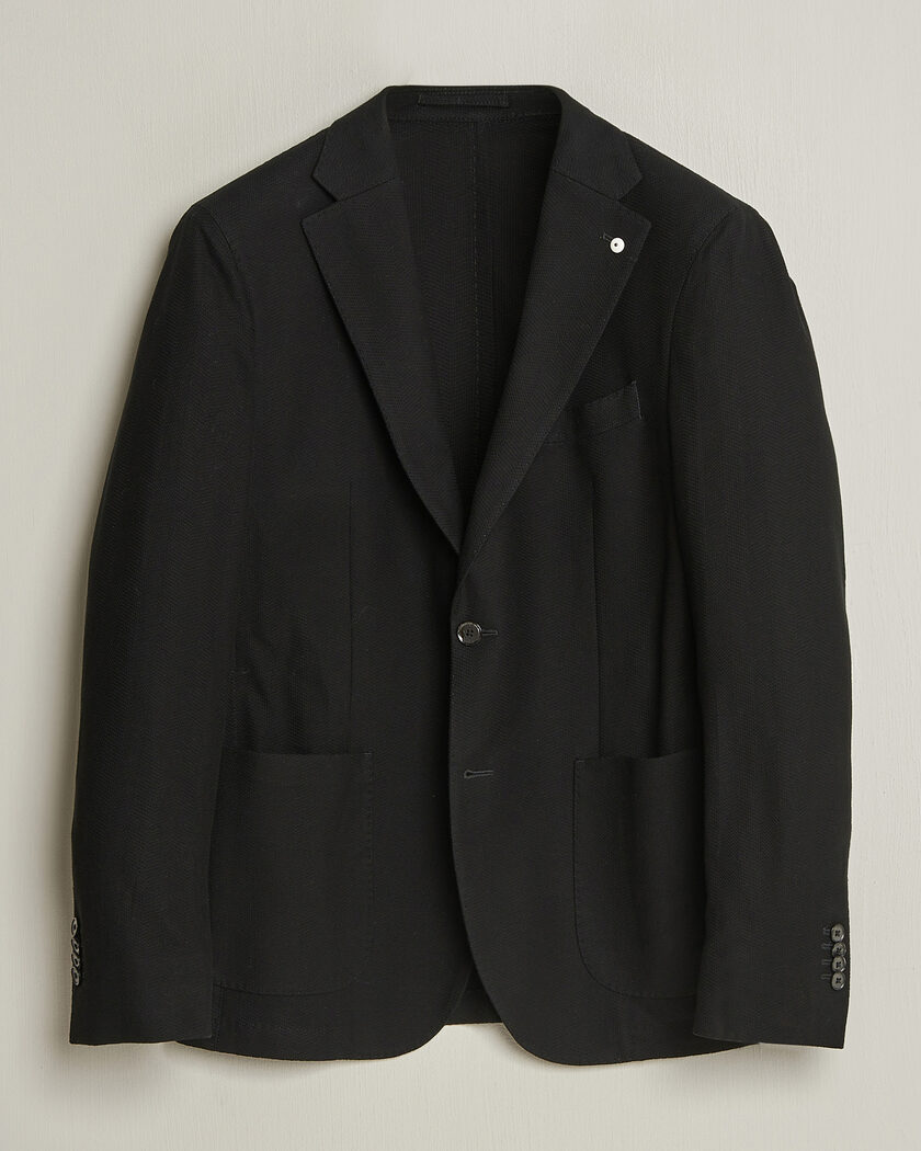 L.B.M. 1911 Jack Herringbone Cotton Blazer Black – Sort
