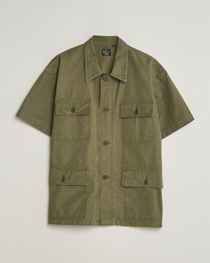orSlow Short Sleeve Utility Shirt Army Green – Grøn