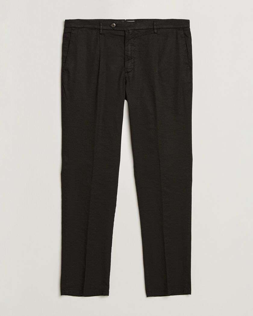 Briglia 1949 Pleated Linen Trousers Black – Sort