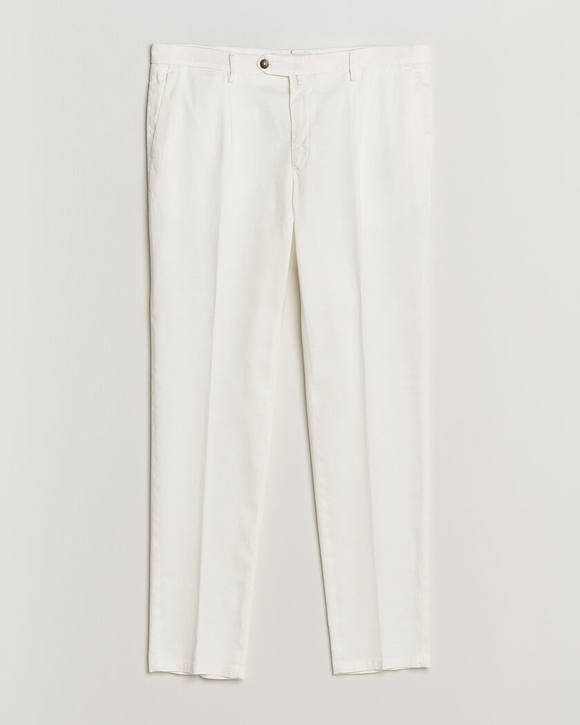 Briglia 1949 Pleated Linen Trousers Cream – Hvid