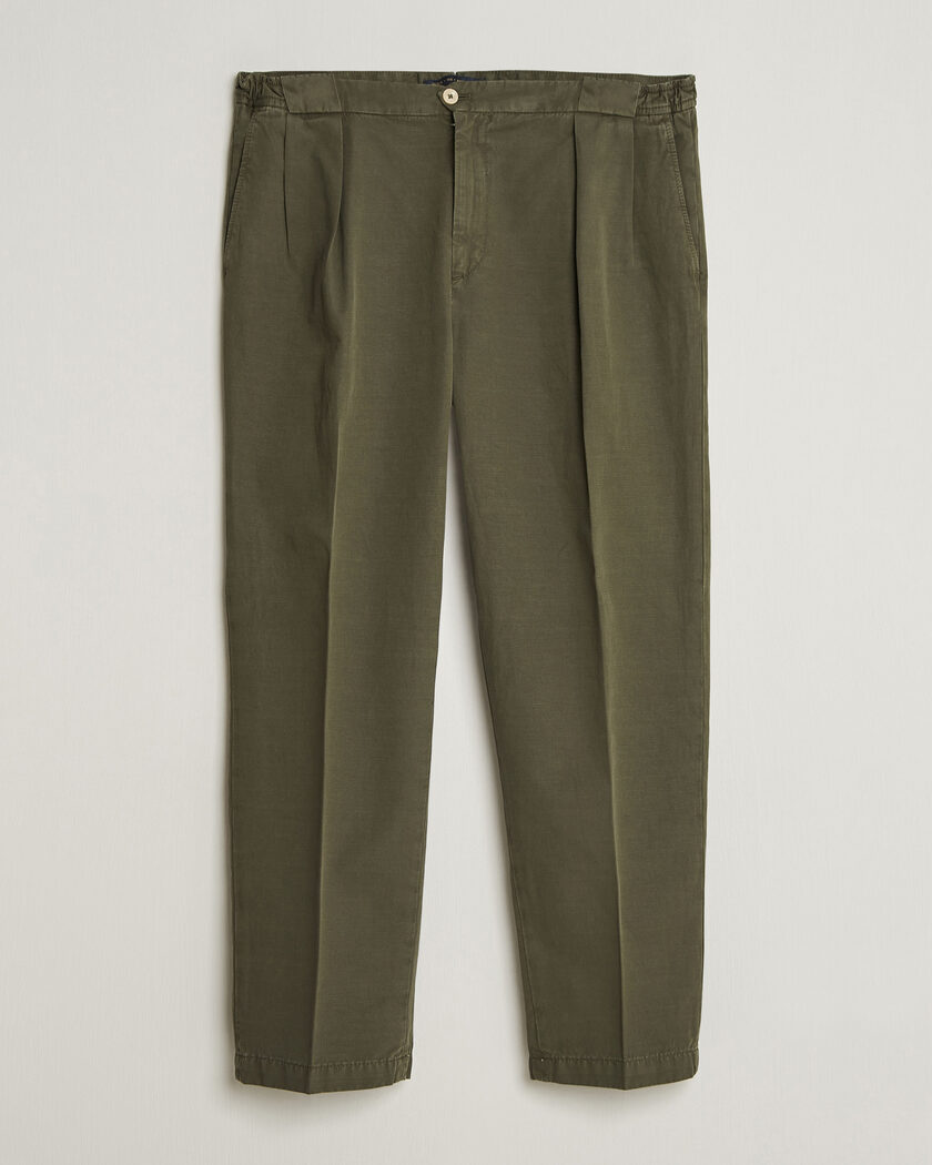 Briglia 1949 Portobello Loose Fit Cotton/Linen Trousers Olive – Grøn