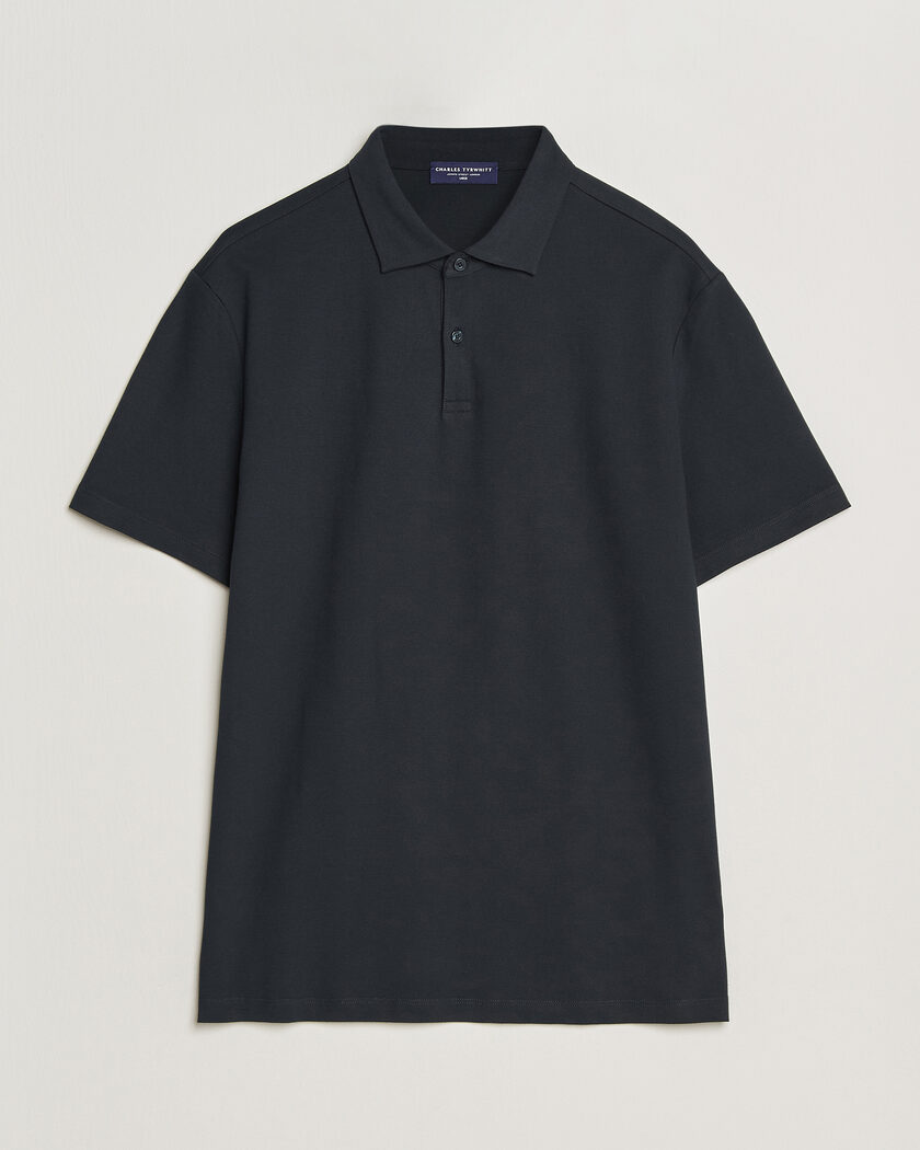 Charles Tyrwhitt Smart Stretch Pique Polo Black – Sort