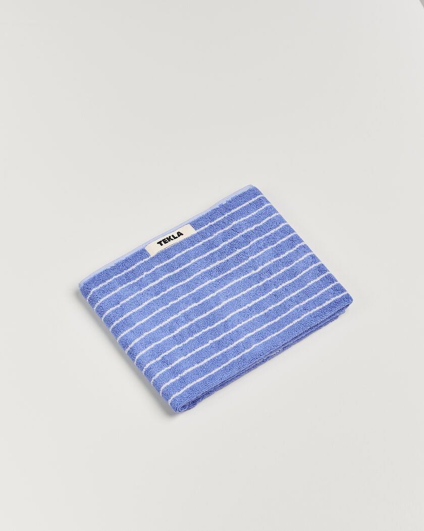 Tekla Organic Terry Hand Towel Clear Blue Stripes – Flerfarvet