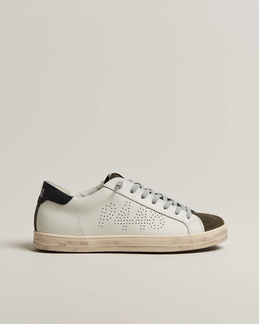 P448 John Leather Sneaker White/Olive – Hvid