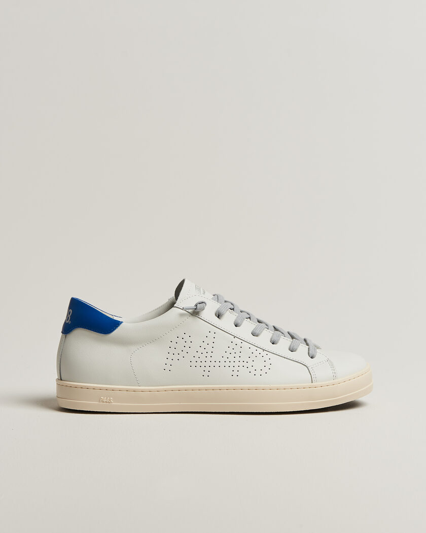 P448 John Leather Sneaker White/Blue – Hvid
