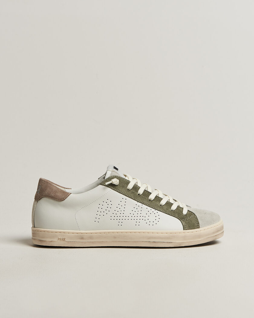 P448 John Leather/Suede Sneaker White/Olive/Grey – Hvid