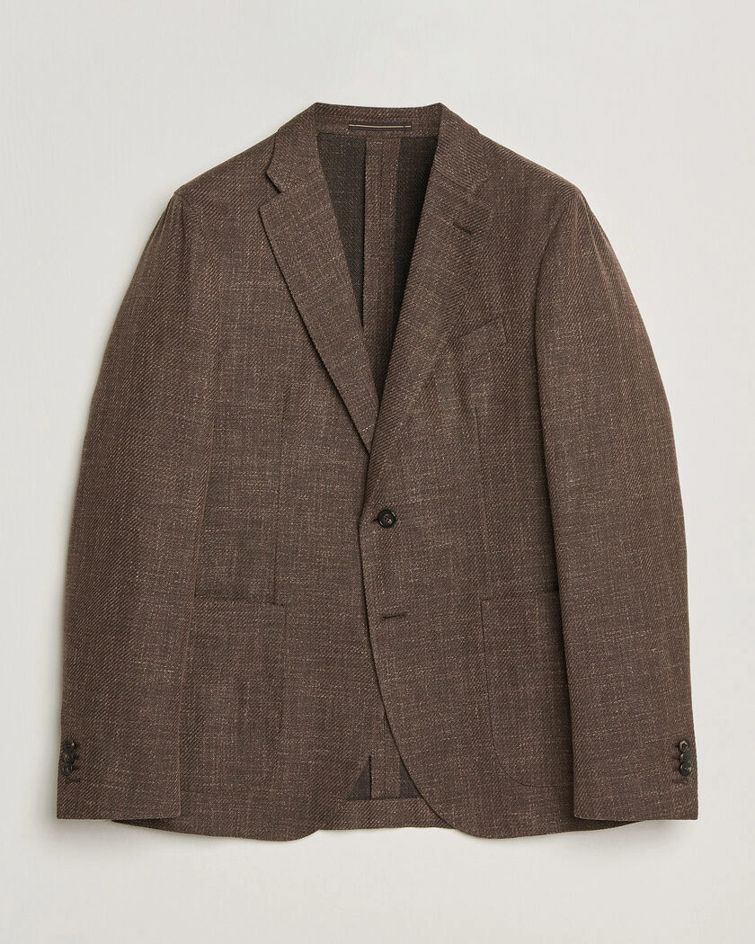 Incotex Structured Cotton Blazer Dark Brown – Brun