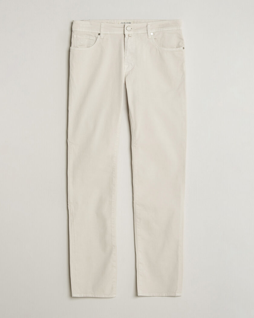 Jacob Cohën Bard Garment Dyed Gabardine Trousers Off White – Hvid