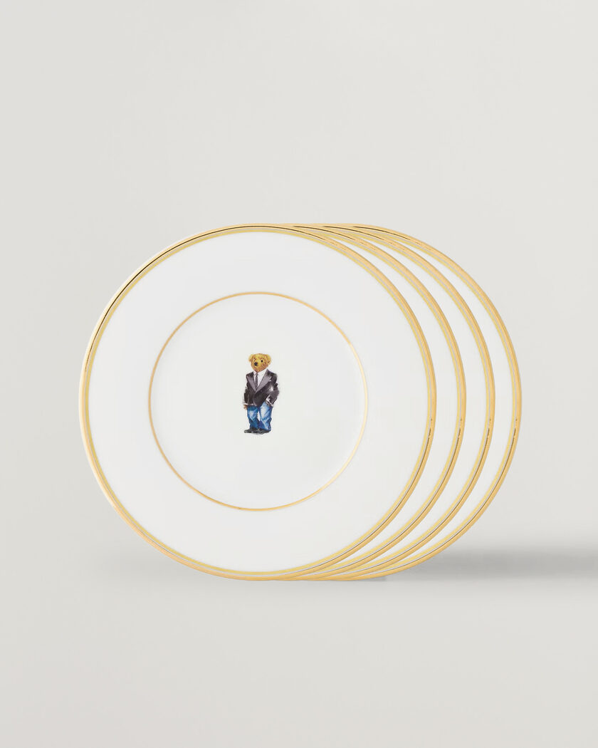 Ralph Lauren Home Wilshire Tuxedo Bear Plate Set White/Gold – Hvid
