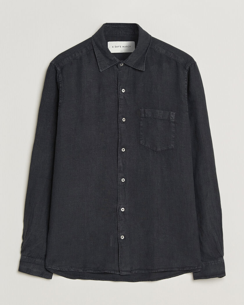 A Day's March Daintree Linen Shirt Off Black – Sort