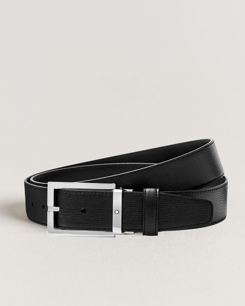 Montblanc Rectangular 35mm Leather Belt Black – Sort