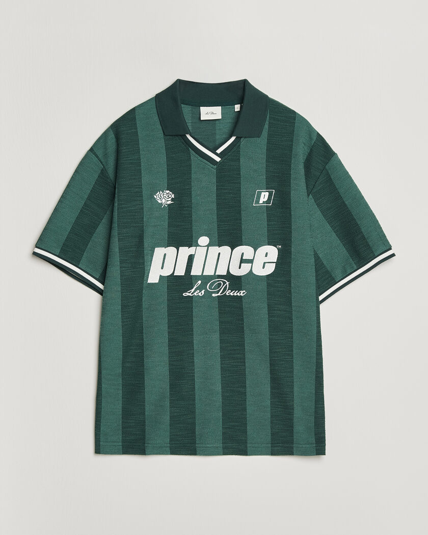 LES DEUX Prince Stripe Jaquard Polo Pineneedle Green – Grøn