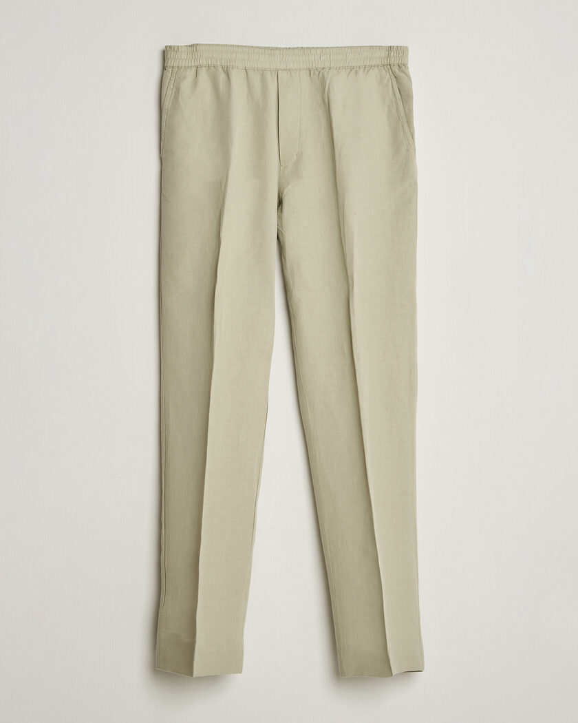 Filippa K Theo Relaxed Linen/Cotton Drawstring Trousers Light Green – Grøn