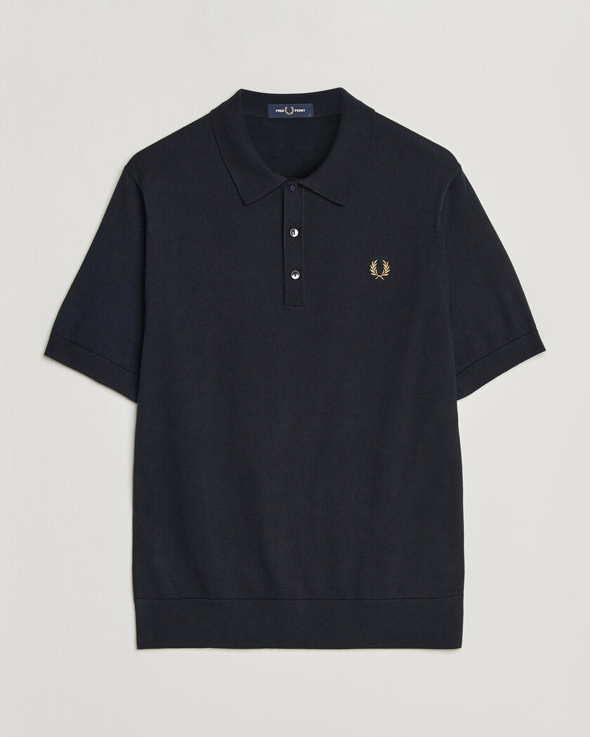Fred Perry Cotton Knitted Polo Navy – Blå