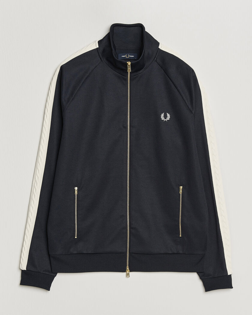 Fred Perry Cable Taped Track Jacket Navy – Blå