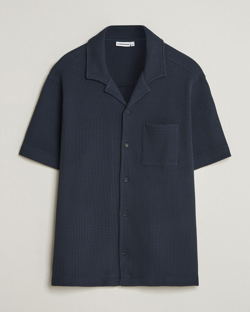 J.Lindeberg Theron Waffle Resort Shirt Navy – Blå