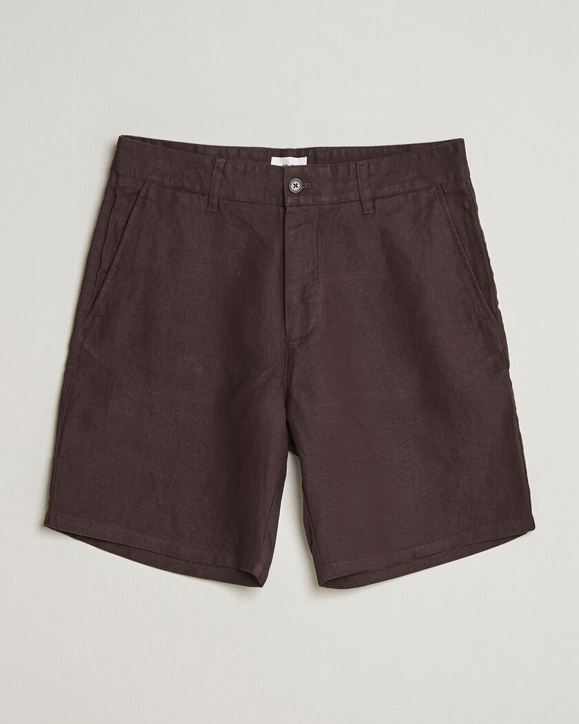 NN07 Aden Linen Shorts Dusky Port – Brun
