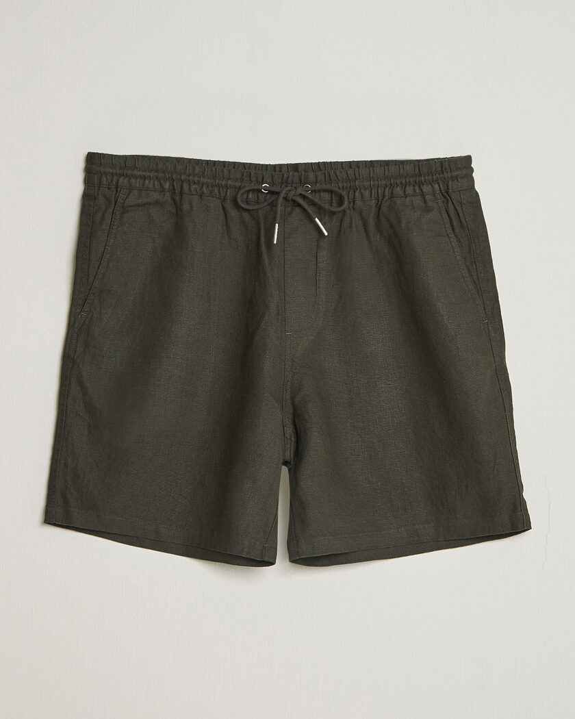NN07 Gregor Linen Drawstring Shorts Dark Army – Grøn