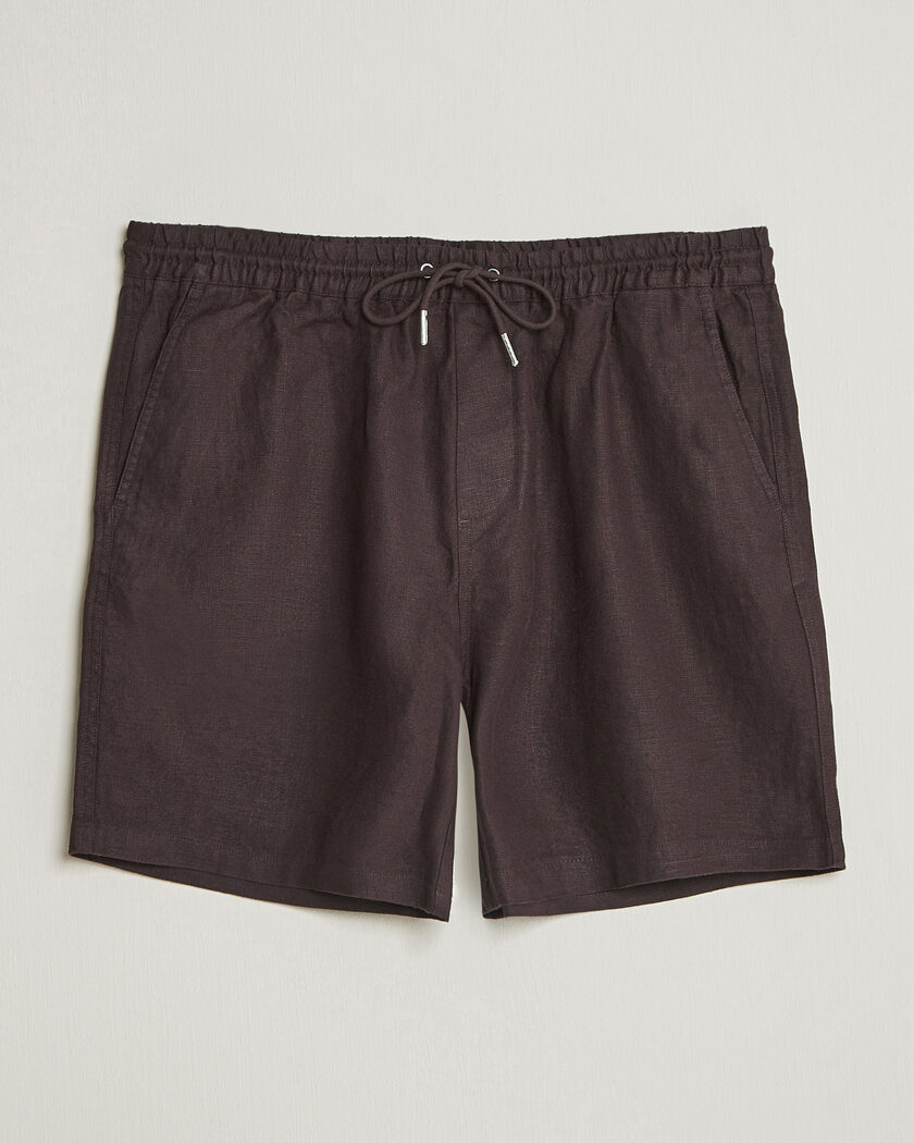NN07 Gregor Linen Drawstring Shorts Dusky Port – Brun